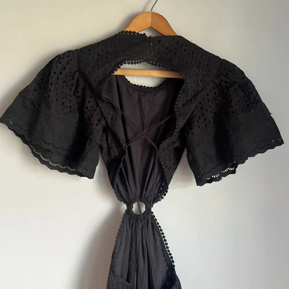 Maia Bergman Women's Crochet Eyelet Open Back Maxi Dress - Picture 5 of 15